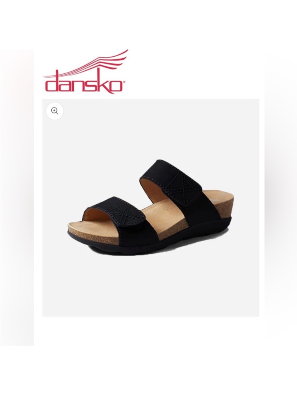 Dansko Black Two-Strap Cork Footbed Sandal